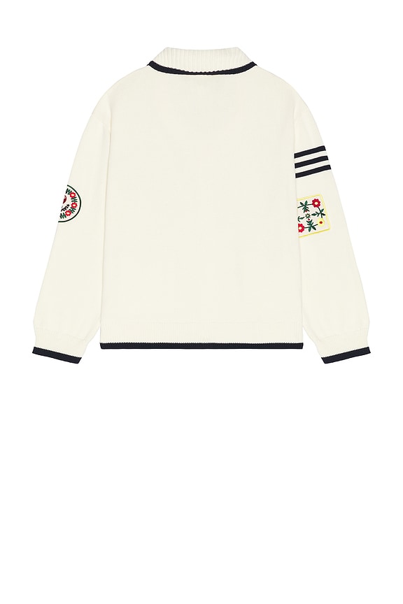 view 2 of 5 Found York Varsity Patch Collared Cardigan in Off White