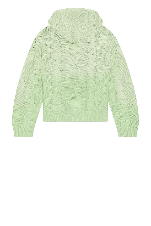 view 2 of 4 SWEAT À CAPUCHE ZIP UP CABLE KNIT in Vintage Faded Seafoam Green