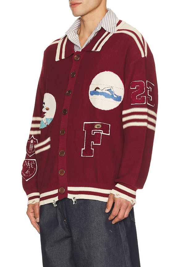 view 2 of 6 КАРДИГАН VARSITY in Deep Red