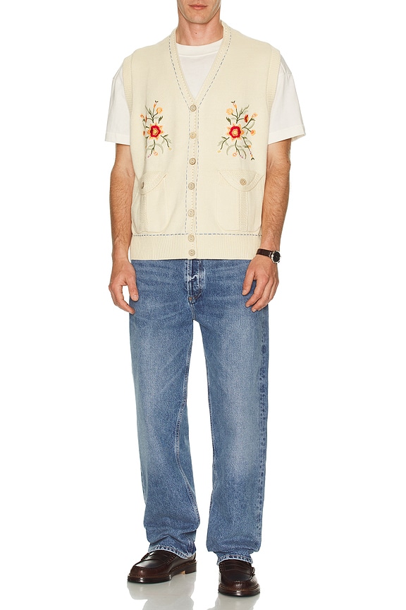 view 2 of 5 Found Floral Embroidered Knit Vest in Cream
