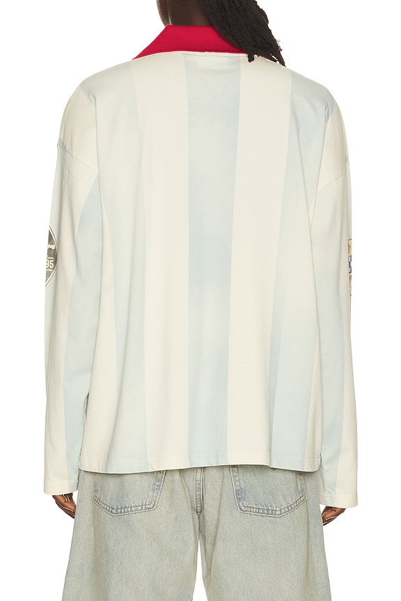 view 2 of 4 Striped Sport Long Sleeve Jersey in Off White & Sky Blue