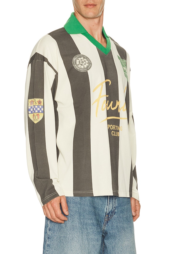 view 2 of 6 Striped Sport Long Sleeve Jersey in Faded Black & Off-white
