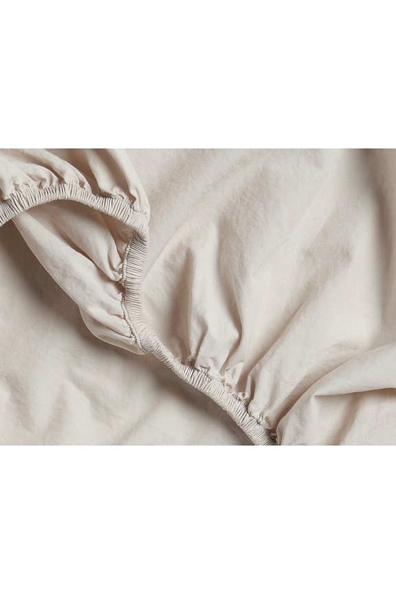 view 2 of 3 Percale Fitted Sheet in Bone