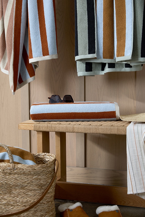 view 2 of 2 Organic Cabana Beach Towel in Lagoon And Adobe