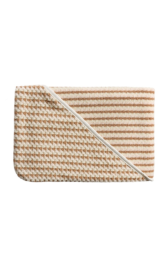 view 1 of 3 Organic Mini Mosaic Hooded Toddler Towel in Blush & Adobe