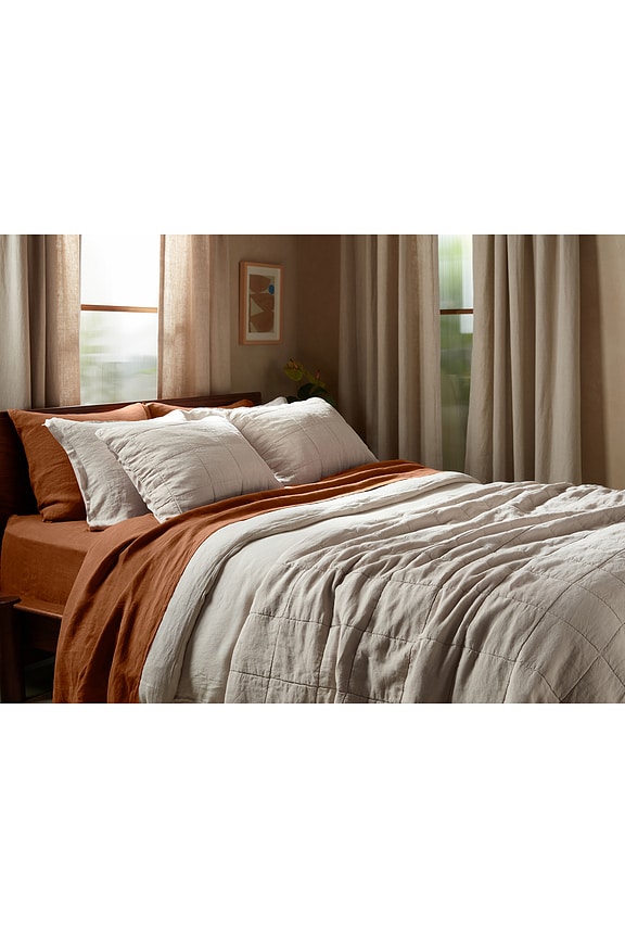 view 2 of 2 Linen Box Quilted Sham Set in Bone