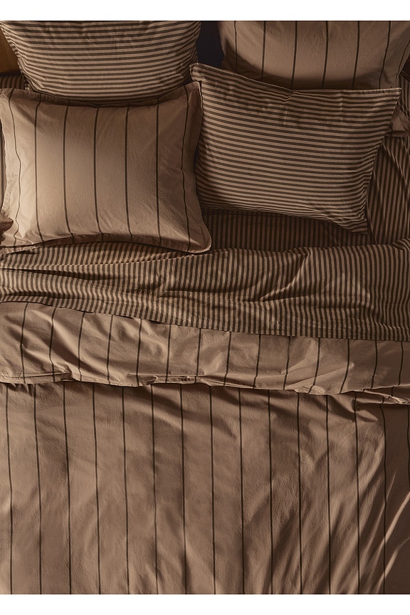 view 2 of 3 Percale Fitted Sheet in Adobe Stripe