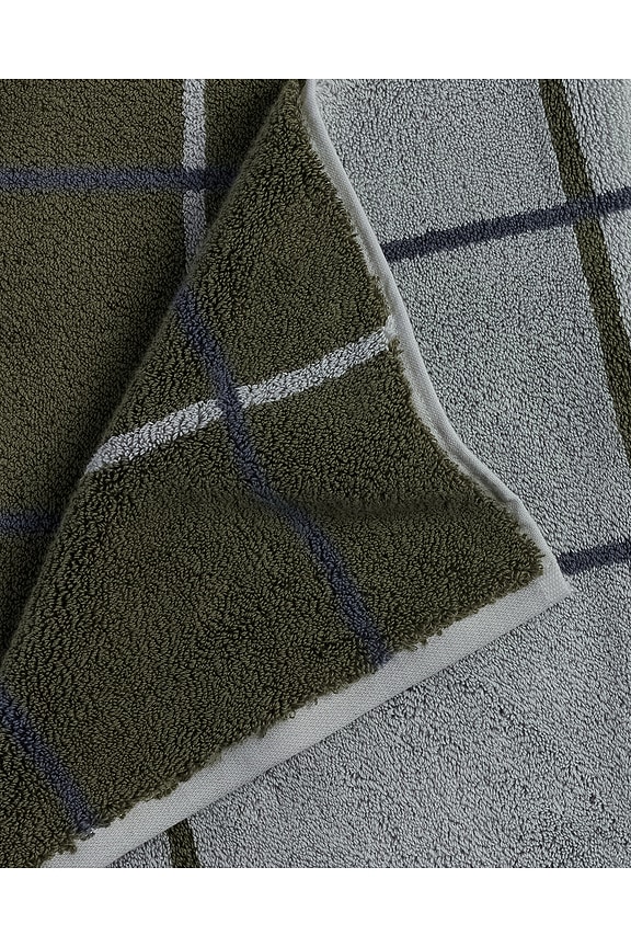 view 2 of 4 Organic Plush Tub Mat in Thyme Windowpane