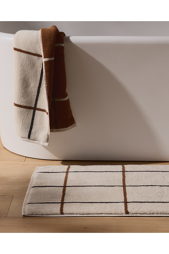 view 2 of 4 Organic Plush Tub Mat in Bone Windowpane