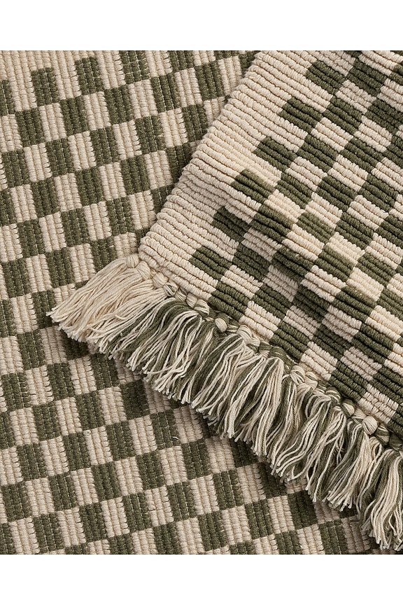view 2 of 3 Checkered Bath Tub Mat in Natural & Thyme
