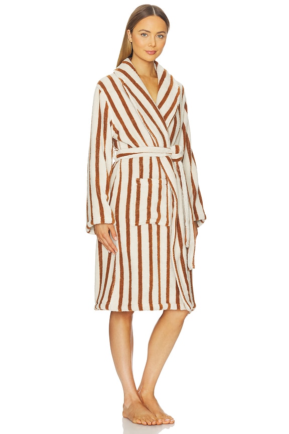 view 2 of 6 PEIGNOIR TERRY STRIPE in Bone & Tobacco