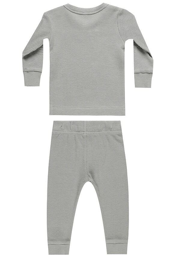 view 2 of 2 Kids Waffle Top And Pant Set in Dusty Blue