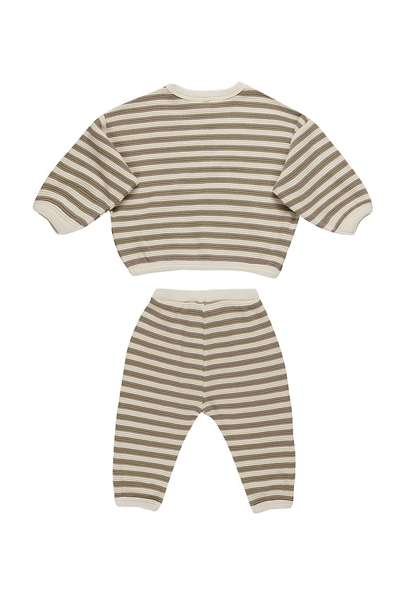 view 2 of 2 Kids Waffle Slouch Set in Olive Stripe