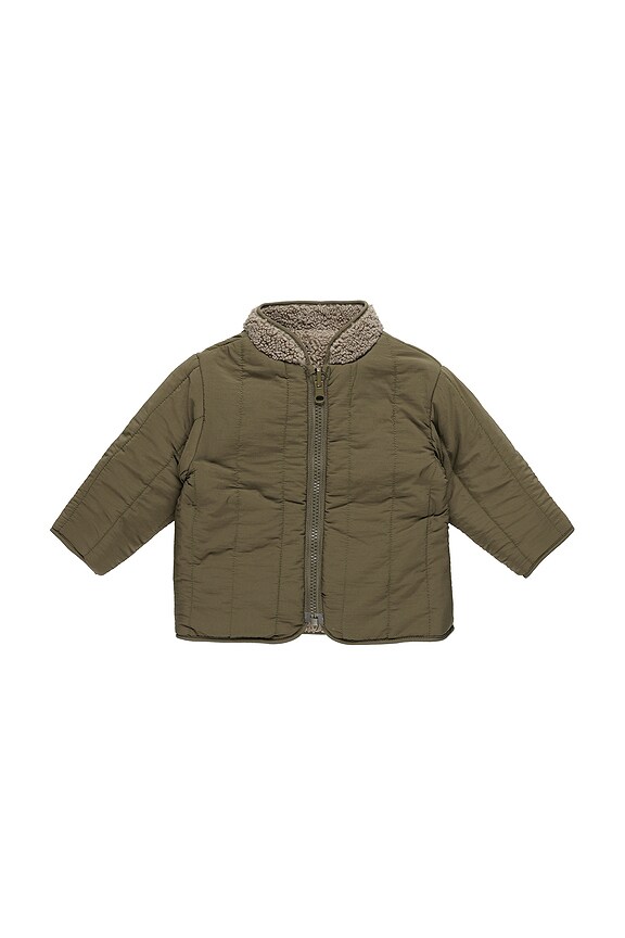 view 2 of 2 Kids Faux Fur Zip Jacket in Olive