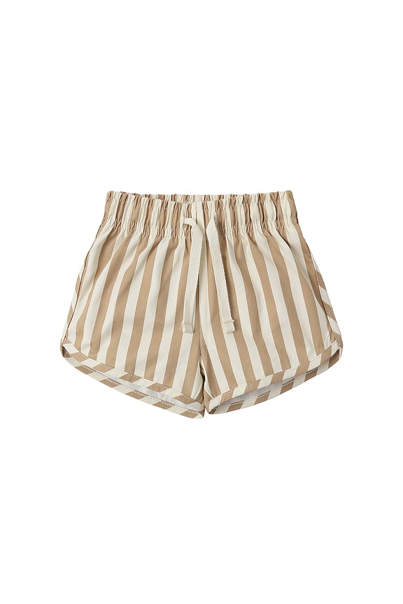 view 1 of 3 Boys Swim Short in Retro Latte Stripe
