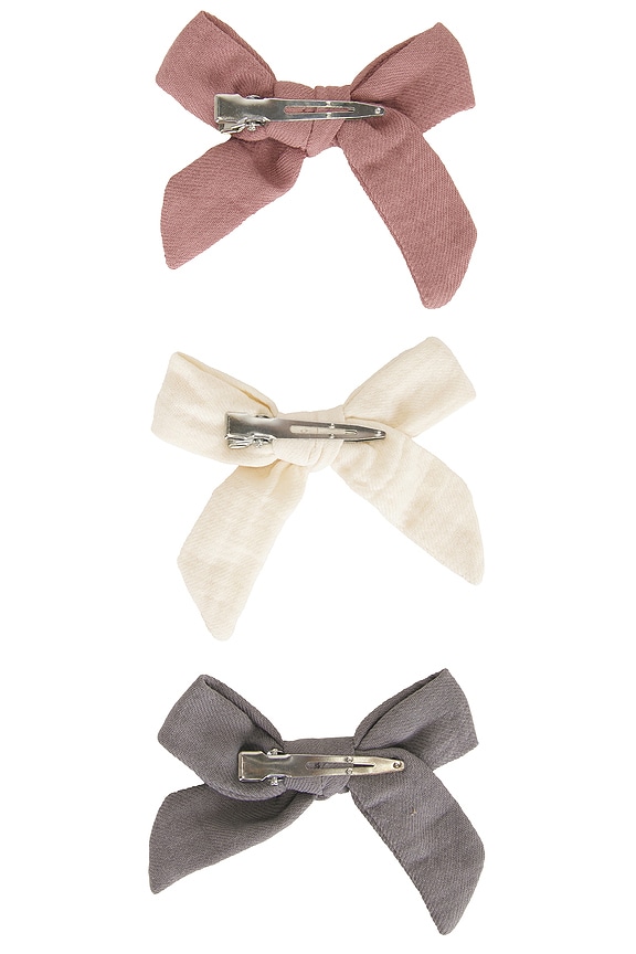 view 2 of 2 Kids Bow W Clip Set Of 3 in Mulberry