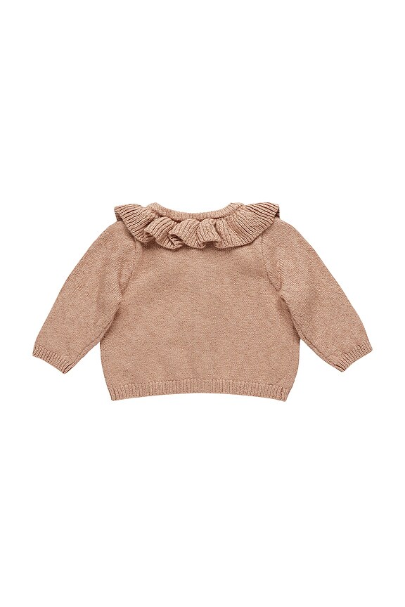 view 2 of 3 Kids Ruffle Collar Cardigan in Heathered Rose