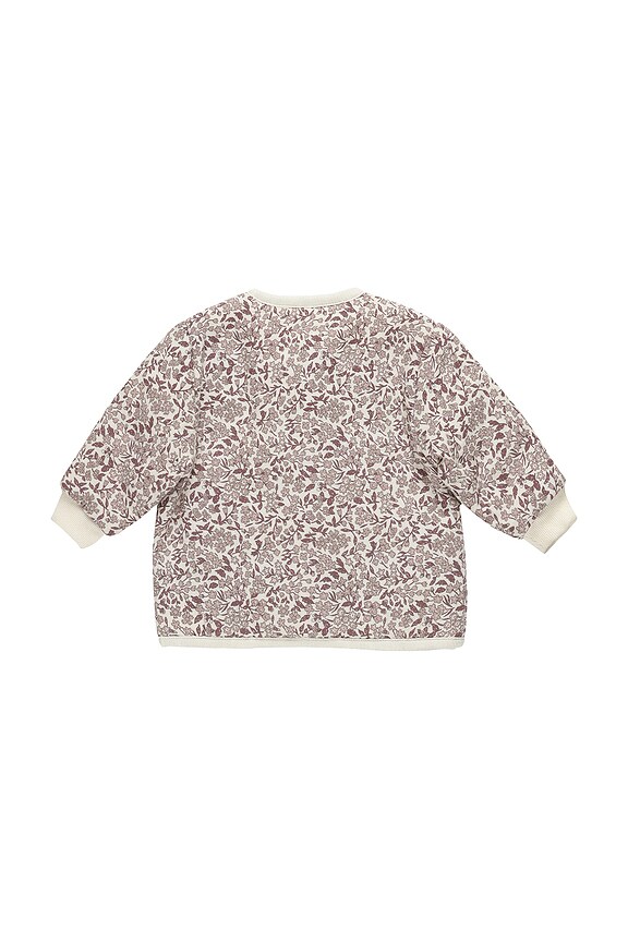 view 2 of 3 Kids Quilted V Neck Button Jacket in Mauve Ditsy