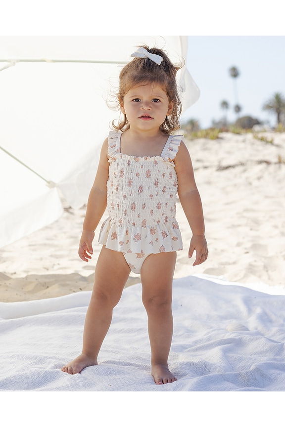 view 2 of 3 Smocked One Piece Swimsuit in Garden Rose