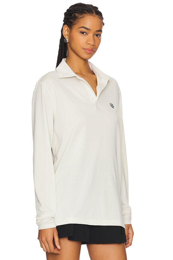 view 2 of 5 Monogram Long Sleeve Polo in Bone