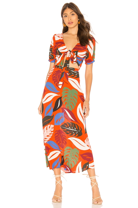 view 2 of 4 Wrap Top and Skirt Set in Leaf