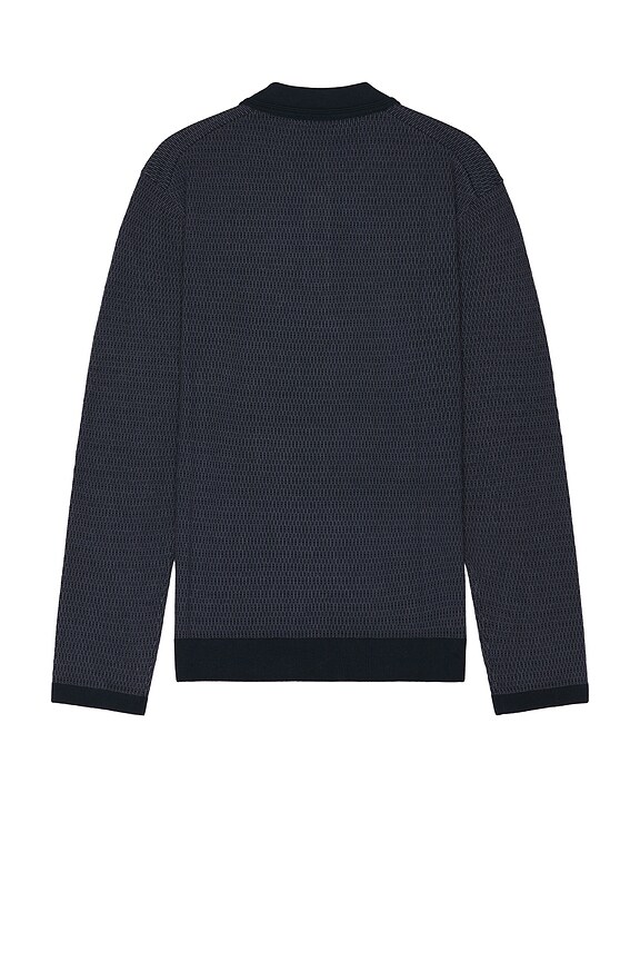 view 2 of 3 Greenwich Long Sleeve Polo in Navy Broquade