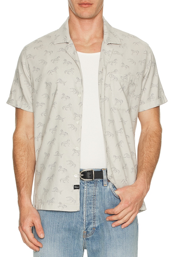 view 3 of 3 Moreno Button Down Camp Shirt in Stallion Parchment Indigo