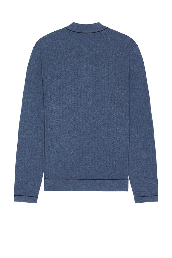 view 2 of 4 Fenton Long Sleeve Polo in Blue Melange