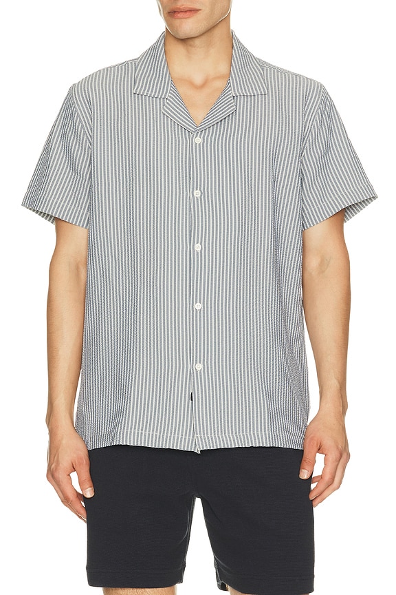 view 1 of 5 AMALFI シャツ in Navy Deck Stripe