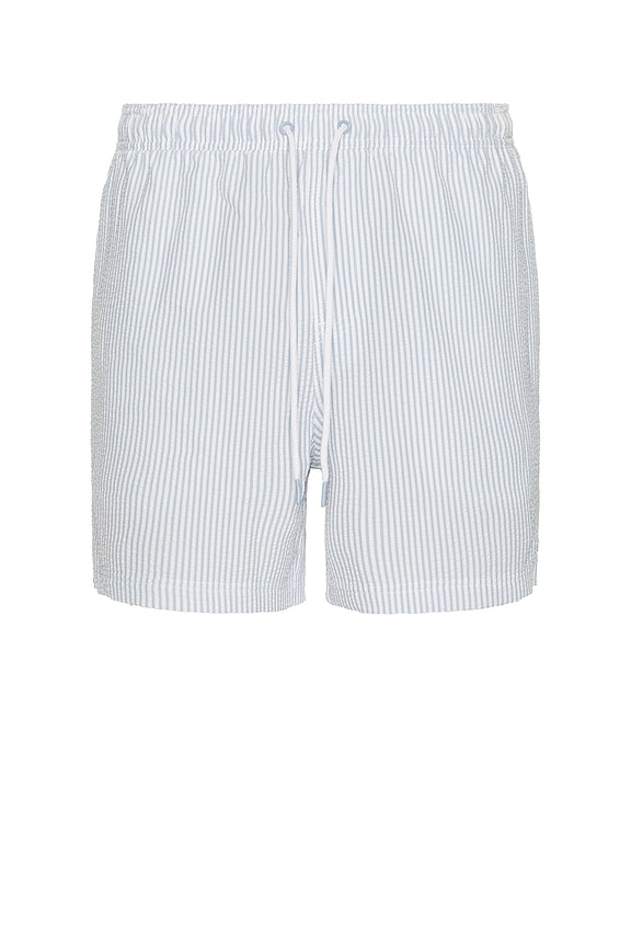 view 1 of 5 La Brea Swim Shorts in Blue White Seersucker