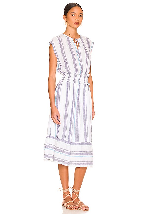 view 2 of 3 Ashlyn Midi Dress in Aegean Blue Stripe