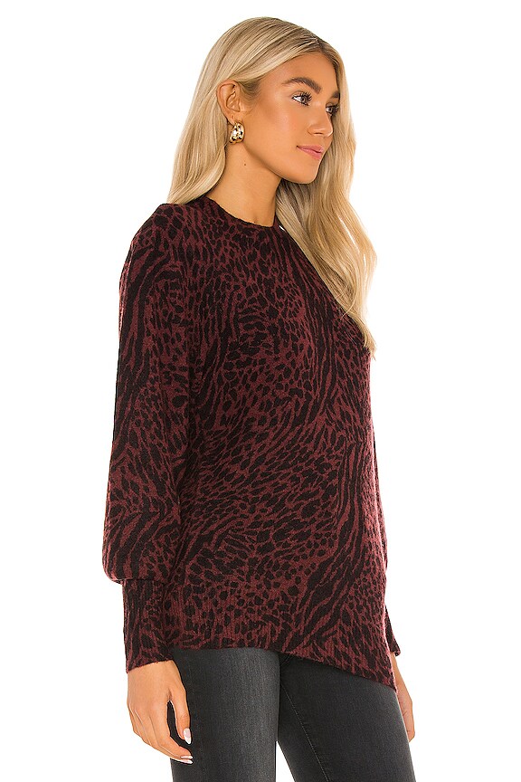 view 2 of 4 JERSEY GENEVIEVE in Burgundy Mixed Animal