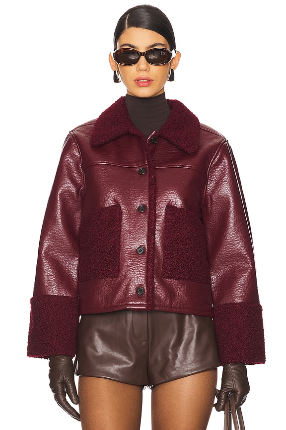 view 2 of 5 VESTE DÉTAIL MOUTONNÉ DRIA in Maroon Shearling