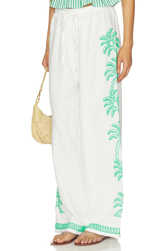 view 1 of 7 Emmie Pants in Emerald Palms Embroidery