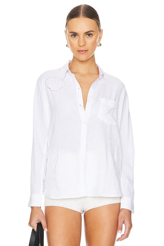 view 2 of 5 Charli Button Down Top in White Eyelet Shells