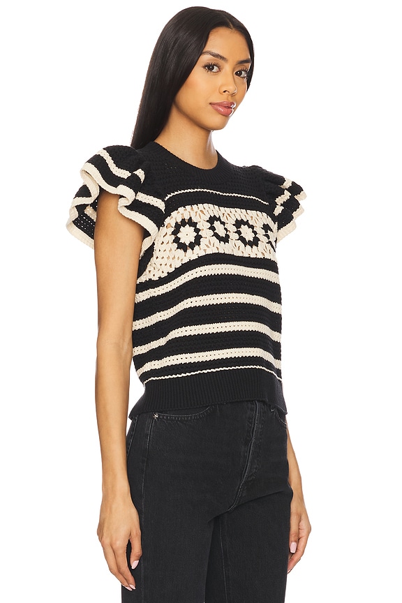 view 2 of 4 Penelope Top in Black & Ivory Stripe