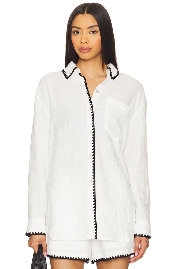 view 2 of 5 x LSPACE Idania Shirt in Black Blanket Stitch