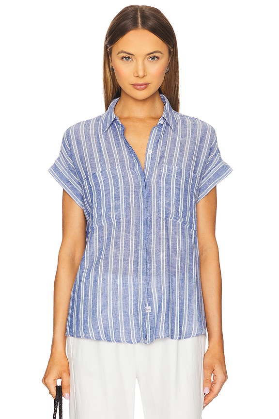 view 2 of 6 CITO カラードリネンシャツ in Lake View Stripe