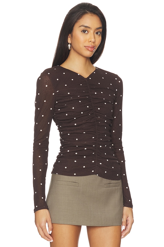 view 2 of 4 Georgina Top in Cocoa Polka Dots