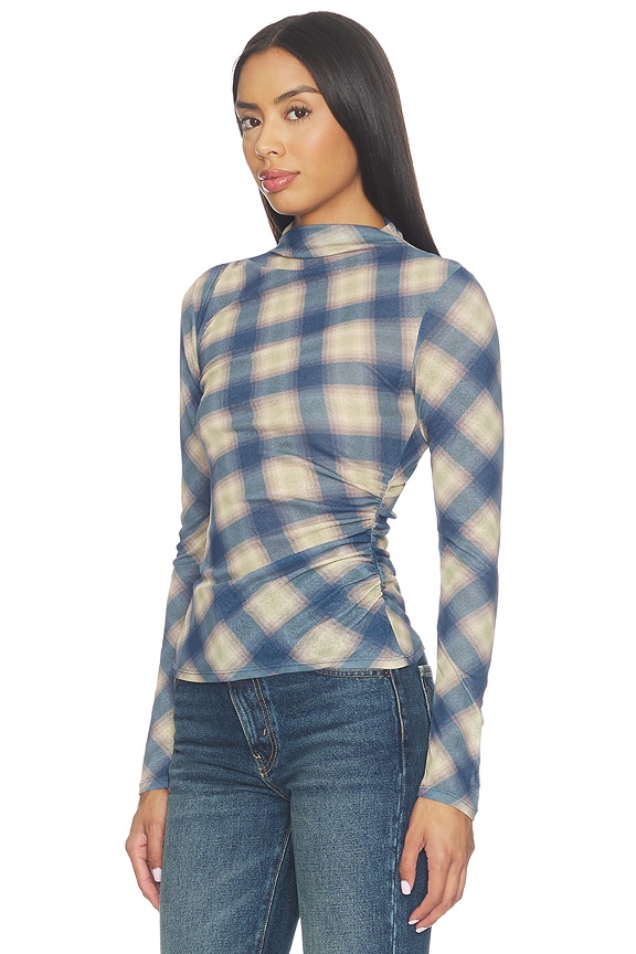 view 2 of 4 Joelle Top in Navy Saige Plaid