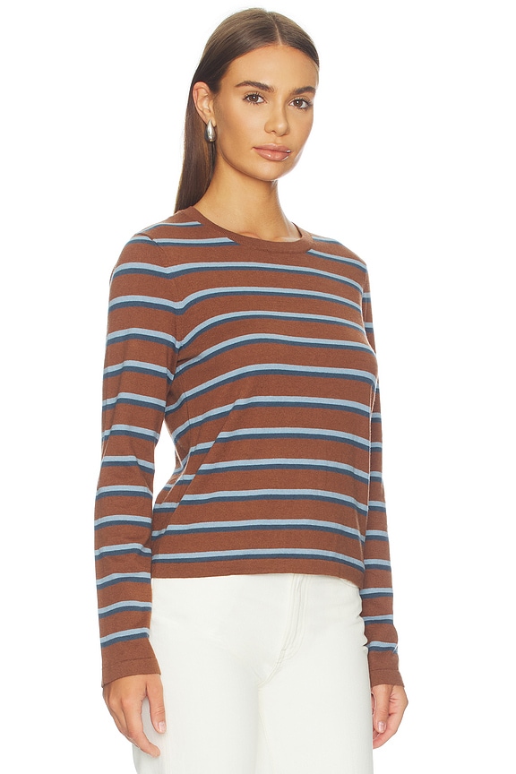 view 2 of 4 Davie Long Sleeve Tee in Mocha Stripe