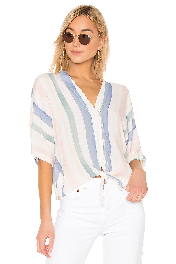 view 1 of 4 Thea Button Down Top in Pastel Watercolor Stripe