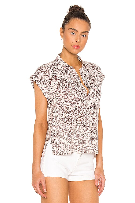 view 2 of 4 Whitney Button Down Top in Sand Cheetah