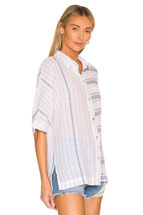 view 2 of 5 Finley Shirt in Mixed Aegean Blue Stripe