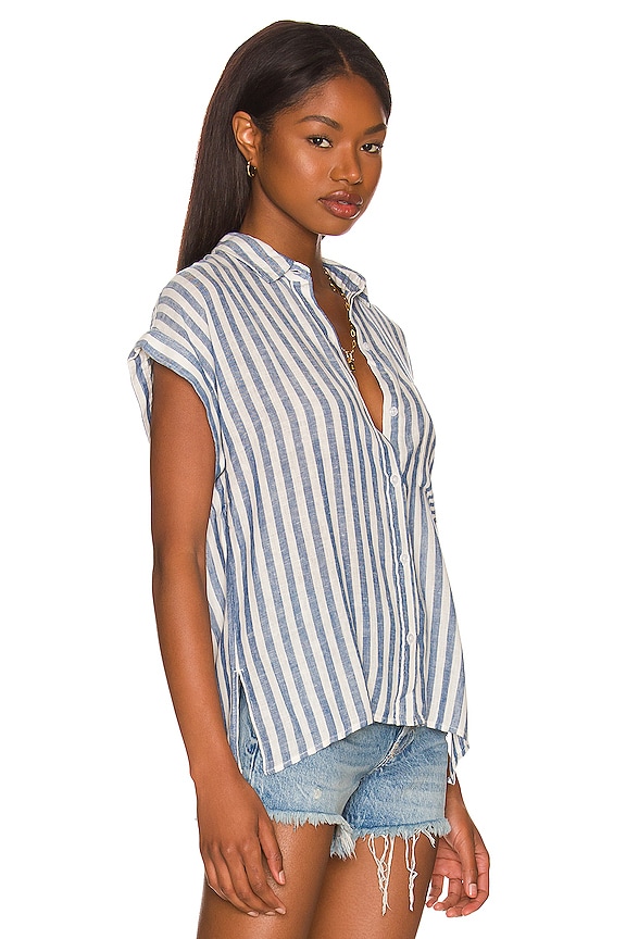 view 2 of 4 Whitney Short Sleeve Button Up in Echo Stripe