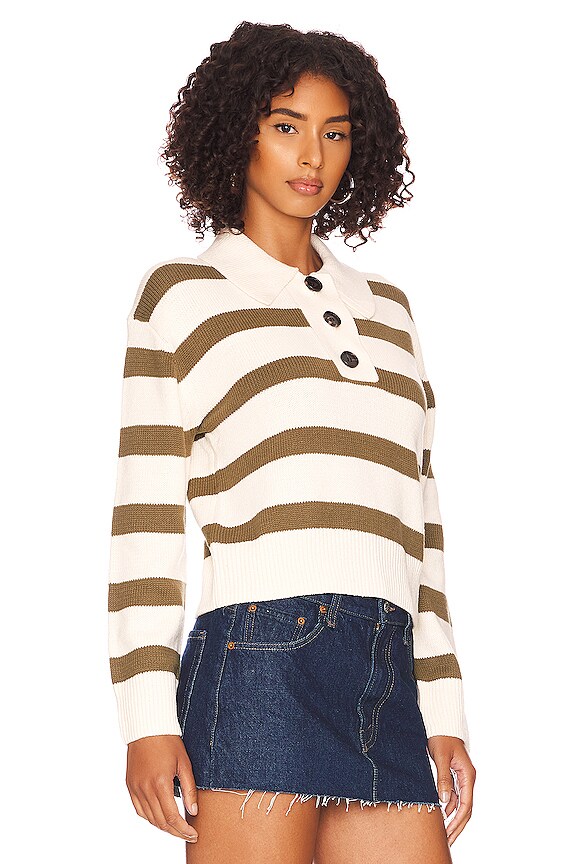 view 2 of 4 Shae Top in Ivory Olive Stripe