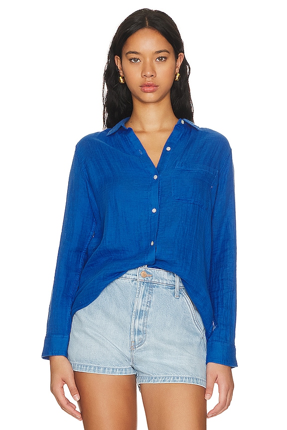 view 1 of 4 Ellis Button Up Shirt in Cobalt