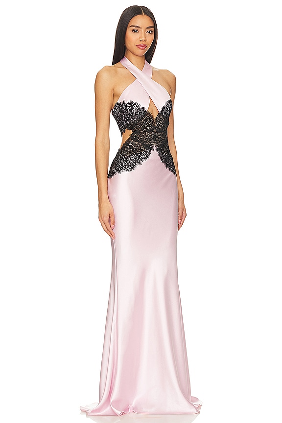 view 2 of 3 Halter Gown in Light Pink & Black
