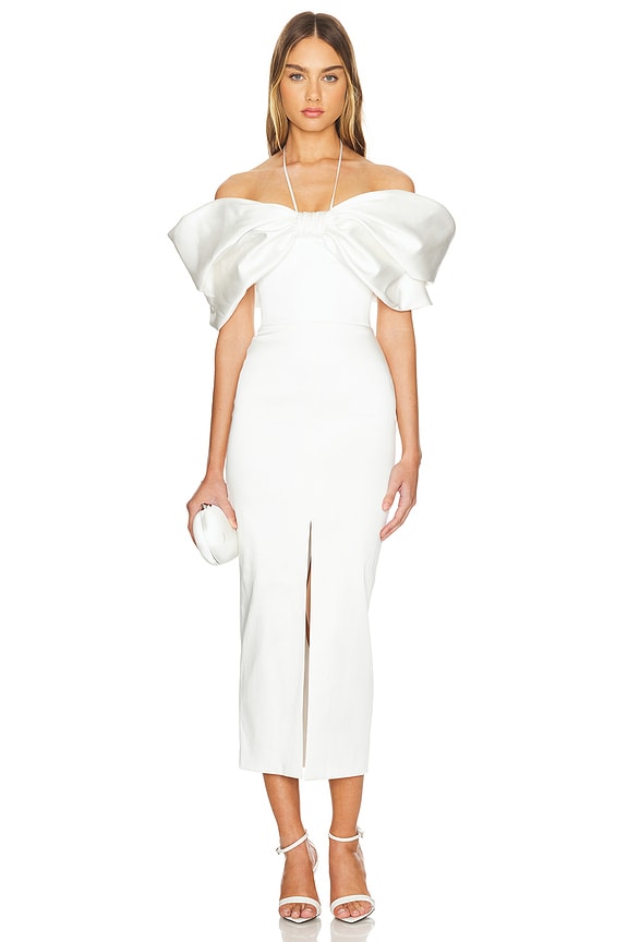 view 2 of 4 Bow Embellished Midi Dress in White
