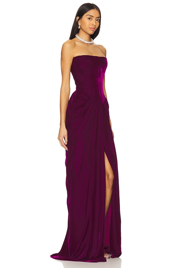 view 2 of 3 Velvet Corset Gown in Plum